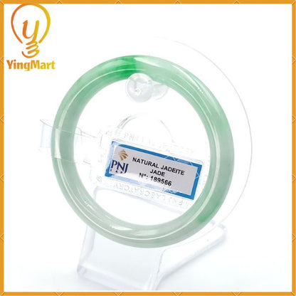 YingCollection 55mm PNJ189566 Certified Natural Color Green With Black Brown Spot Jadeite Jade Bangle Bracelet, Real Gemstone, Jewelry