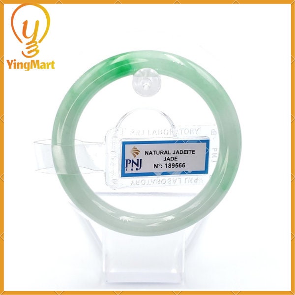 YingCollection 55mm PNJ189566 Certified Natural Color Green With Black Brown Spot Jadeite Jade Bangle Bracelet, Real Gemstone, Jewelry