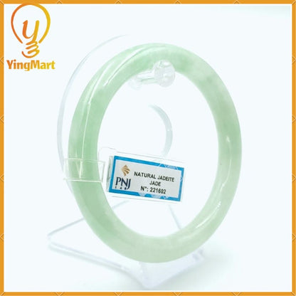 YingCollection 67mm PNJ Certified Natural Color Green With Black Brown Spot Jadeite Jade Bangle Bracelet, Real Gemstone, Jewelry