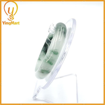 Yingmart 53mm PNJ221612 Certified Natural Color Green With Black Brown Spot Jadeite Jade Bangle Bracelet, Real Gemstone, Jewelry