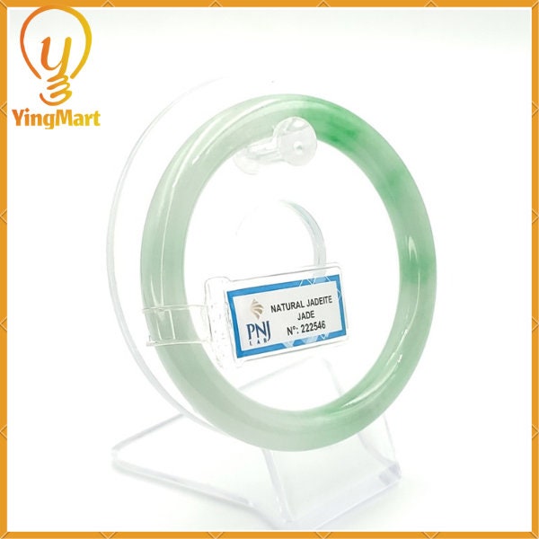 YingCollection 60mm PNJ 222546 Certified Natural Color Green With Black Brown Spot Jadeite Jade Bangle Bracelet, Real Gemstone, Jewelry