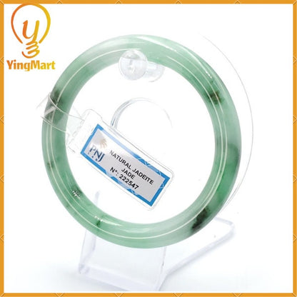 YingCollection 59mm PNJ 222547 Certified Natural Color Green With Black Brown Spot Jadeite Jade Bangle Bracelet, Real Gemstone, Jewelry