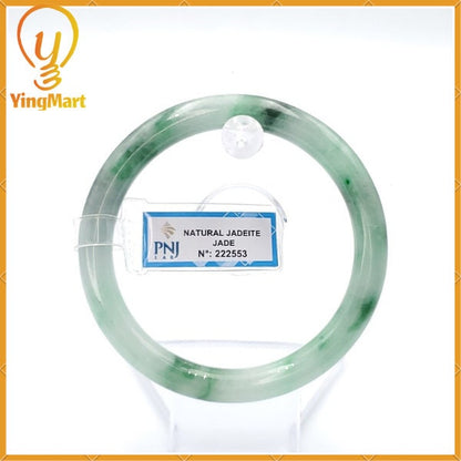 YingCollection 60mm PNJ 222553 Certified Natural Color Green With Black Brown Spot Jadeite Jade Bangle Bracelet, Real Gemstone, Jewelry