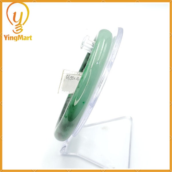 YingCollection 63mm PNJ 123750 Certified Natural Color Green With Black Brown Spot Jadeite Jade Bangle Bracelet, Real Gemstone, Jewelry