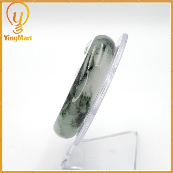 YingCollection 62mm PNJ143088 Certified Natural Color With Black Brown Spot Jadeite Jade Bangle Bracelet, Real Gemstone, Jewelry