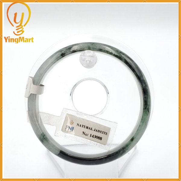 YingCollection 62mm PNJ143088 Certified Natural Color With Black Brown Spot Jadeite Jade Bangle Bracelet, Real Gemstone, Jewelry