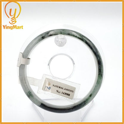 YingCollection 62mm PNJ143088 Certified Natural Color With Black Brown Spot Jadeite Jade Bangle Bracelet, Real Gemstone, Jewelry