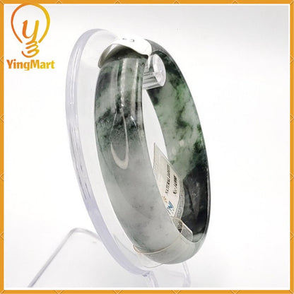 YingCollection 62mm PNJ143088 Certified Natural Color With Black Brown Spot Jadeite Jade Bangle Bracelet, Real Gemstone, Jewelry