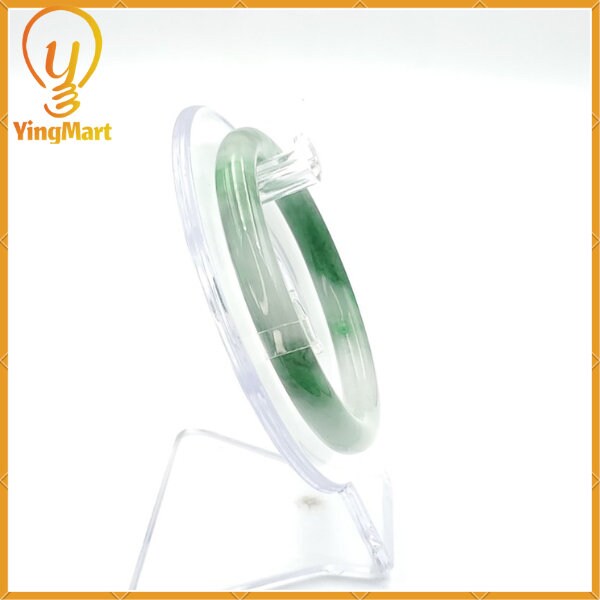 YingCollection 54mm SJC 57640 Certified Natural Color Green With Black Brown Spot Jadeite Jade Bangle Bracelet, Real Gemstone, Jewelry