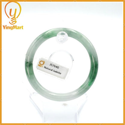 YingCollection 54mm SJC 57640 Certified Natural Color Green With Black Brown Spot Jadeite Jade Bangle Bracelet, Real Gemstone, Jewelry