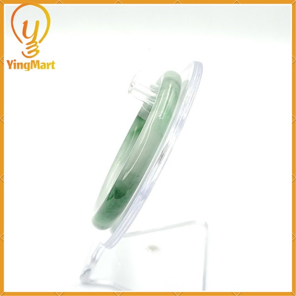 YingCollection 54mm SJC 57640 Certified Natural Color Green With Black Brown Spot Jadeite Jade Bangle Bracelet, Real Gemstone, Jewelry