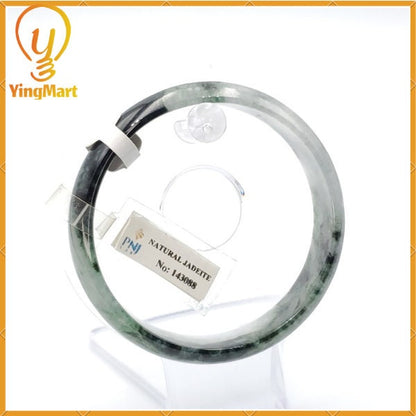 YingCollection 62mm PNJ 143088 Certified Natural Color With Black Brown Spot Jadeite Jade Bangle Bracelet, Real Gemstone, Jewelry