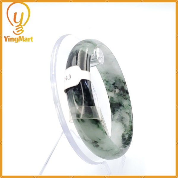 YingCollection 62mm PNJ 143088 Certified Natural Color With Black Brown Spot Jadeite Jade Bangle Bracelet, Real Gemstone, Jewelry