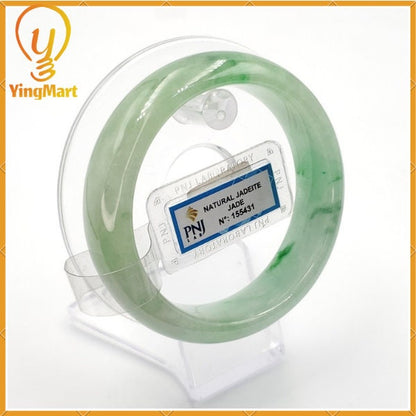 Jade Bangle 59mm PNJ155431 Certified | Yingmart Natural Color Light to Medium Green Jadeite Jade Bracelet for Men, Women, Grandmother,Sister