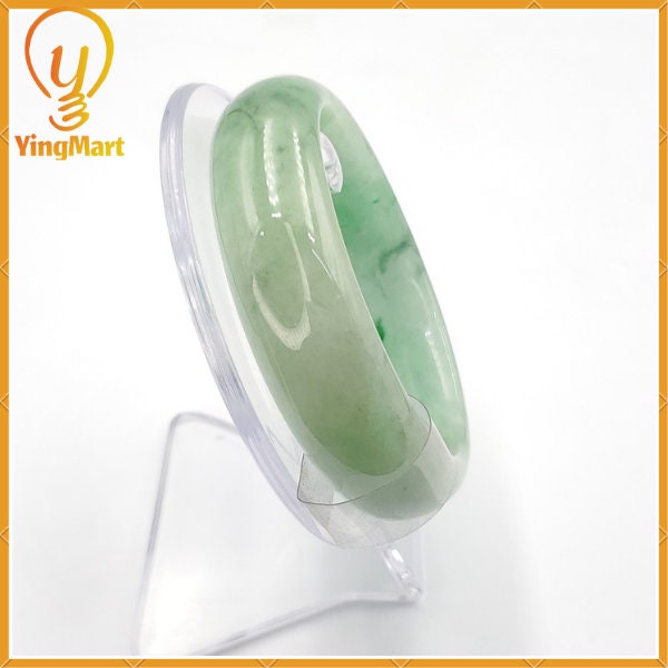 Jade Bangle 59mm PNJ155431 Certified | Yingmart Natural Color Light to Medium Green Jadeite Jade Bracelet for Men, Women, Grandmother,Sister