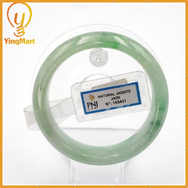 Jade Bangle 59mm PNJ155431 Certified | Yingmart Natural Color Light to Medium Green Jadeite Jade Bracelet for Men, Women, Grandmother,Sister