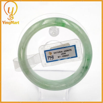 Jade Bangle 59mm PNJ155431 Certified | Yingmart Natural Color Light to Medium Green Jadeite Jade Bracelet for Men, Women, Grandmother,Sister
