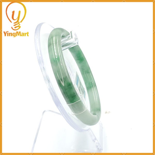 Jade Bangle 58mm PNJ223237 Certified | Natural Color Green White to Green, Black Grey Jadeite Jade Bracelet for Men, Women, Grandmother