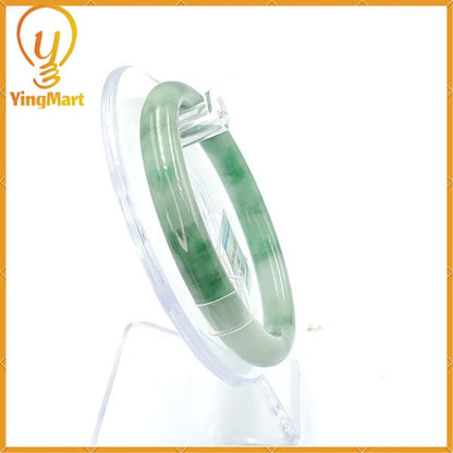 Jade Bangle 58mm PNJ223237 Certified | Natural Color Green White to Green, Black Grey Jadeite Jade Bracelet for Men, Women, Grandmother