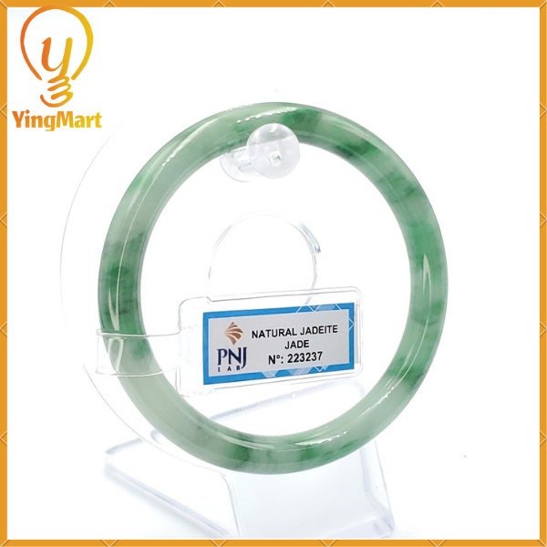 Jade Bangle 58mm PNJ223237 Certified | Natural Color Green White to Green, Black Grey Jadeite Jade Bracelet for Men, Women, Grandmother