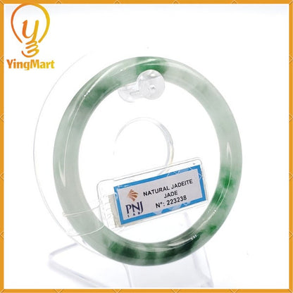 YingCollection 59mm PNJ223238 Certified Natural Color Green With Black Brown Spot Jadeite Jade Bangle Bracelet, Real Gemstone, Jewelry