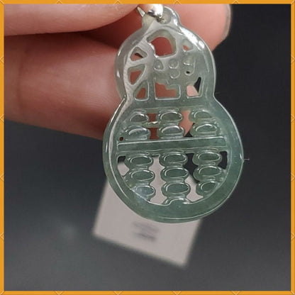 Yingmart Light Blue Hulu  Genuine Jadeite Jade Grade A Hand Craving Pedant with Hook setting