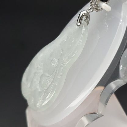 Yingmart High-Quality Translucent White  Phoenix Burmese Myanmar Genuine Jadeite Jade Grade A Hand Craving Pedant with 925S Hook Setting