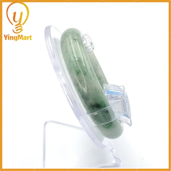 YingCollection 58mm PNJ216973 Certified Natural Color Green With Black Brown Spot Jadeite Jade Bangle Bracelet, Real Gemstone, Jewelry