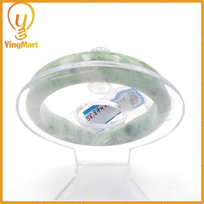 YingCollection 58mm PNJ216973 Certified Natural Color Green With Black Brown Spot Jadeite Jade Bangle Bracelet, Real Gemstone, Jewelry