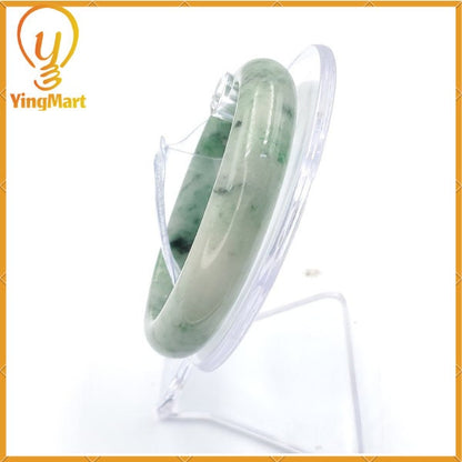 YingCollection 58mm PNJ216973 Certified Natural Color Green With Black Brown Spot Jadeite Jade Bangle Bracelet, Real Gemstone, Jewelry