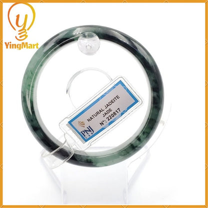 YingCollection 55mm PNJ220817  Certified Natural Color Green With Black Brown Spot Jadeite Jade Bangle Bracelet, Real Gemstone, Jewelry