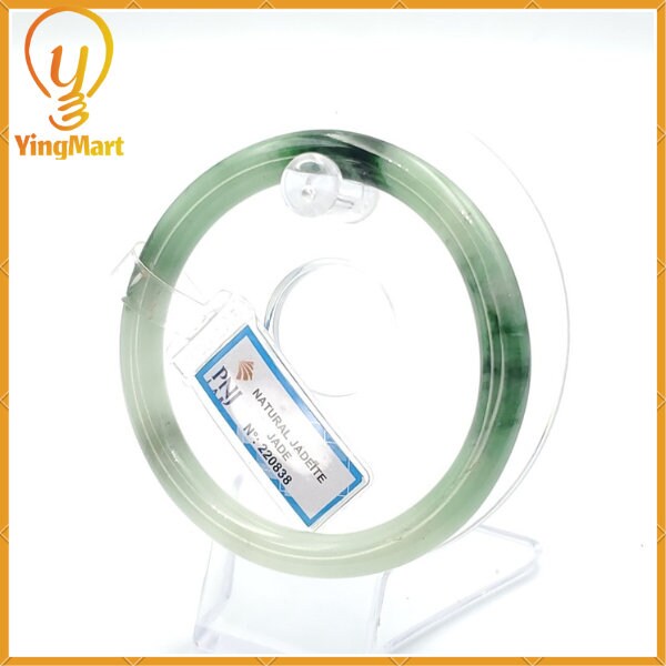 YingCollection 59mm PNJ220838 Certified Natural Color Green With Black Brown Spot Jadeite Jade Bangle Bracelet, Real Gemstone, Jewelry