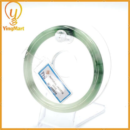 YingCollection 59mm PNJ220838 Certified Natural Color Green With Black Brown Spot Jadeite Jade Bangle Bracelet, Real Gemstone, Jewelry