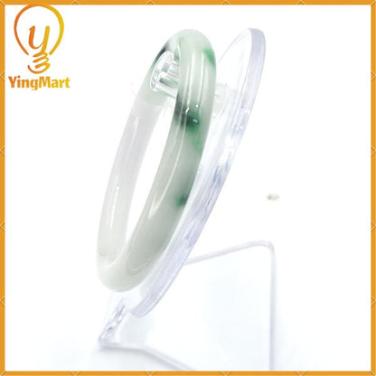 YingCollection 55mm PNJ220842  Certified Natural Color Green With Black Brown Spot Jadeite Jade Bangle Bracelet, Real Gemstone, Jewelry