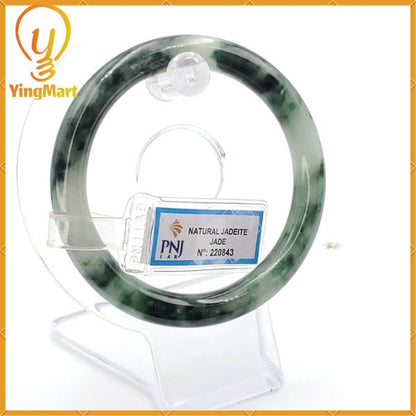 YingCollection 55mm PNJ220843  Certified Natural Color Green With Black Brown Spot Jadeite Jade Bangle Bracelet, Real Gemstone, Jewelry