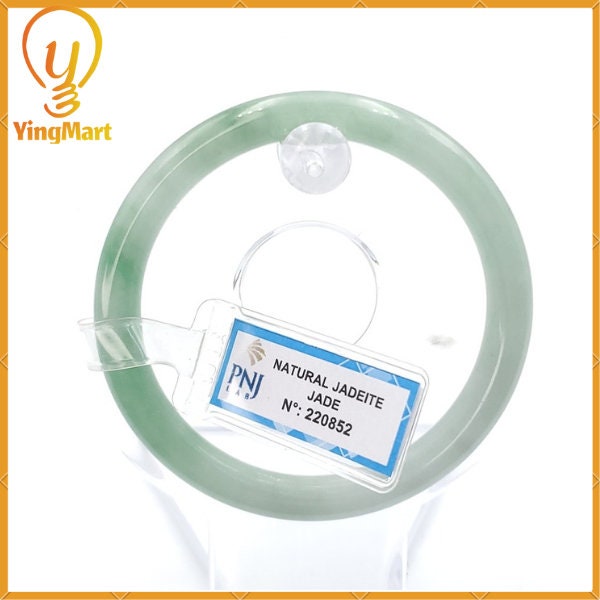 YingCollection 55mm PNJ220852 Certified Natural Color Green With Black Brown Spot Jadeite Jade Bangle Bracelet, Real Gemstone, Jewelry