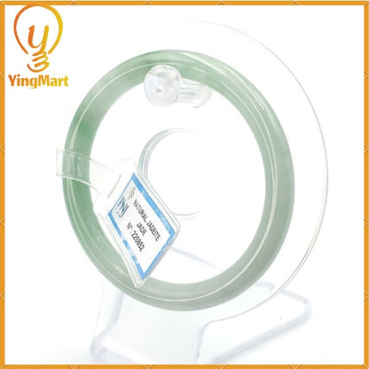 YingCollection 55mm PNJ220852 Certified Natural Color Green With Black Brown Spot Jadeite Jade Bangle Bracelet, Real Gemstone, Jewelry