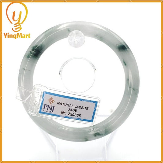 YingCollection 59mm PNJ220855 Certified Natural Color Green With Black Brown Spot Jadeite Jade Bangle Bracelet, Real Gemstone, Jewelry