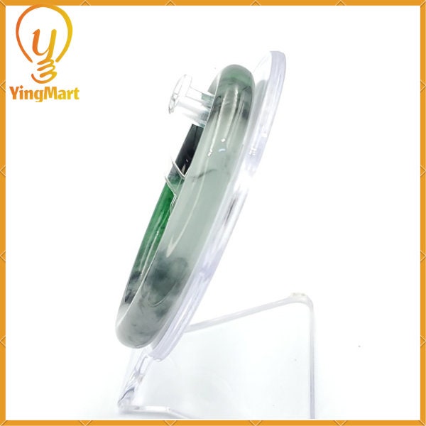 YingCollection 58mm PNJ220856 Certified Natural Color Green With Black Brown Spot Jadeite Jade Bangle Bracelet, Real Gemstone, Jewelry
