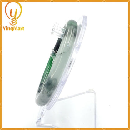 YingCollection 58mm PNJ220856 Certified Natural Color Green With Black Brown Spot Jadeite Jade Bangle Bracelet, Real Gemstone, Jewelry