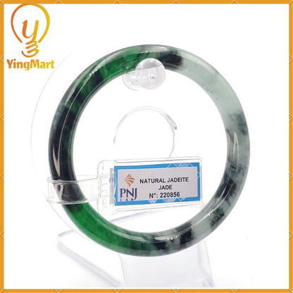 YingCollection 58mm PNJ220856 Certified Natural Color Green With Black Brown Spot Jadeite Jade Bangle Bracelet, Real Gemstone, Jewelry
