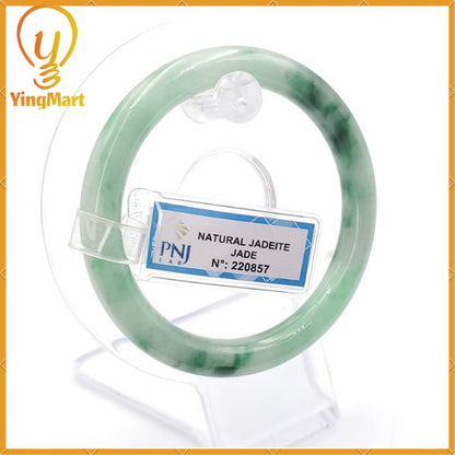 YingCollection 55mm PNJ220857 Certified Natural Color Green With Black Brown Spot Jadeite Jade Bangle Bracelet, Real Gemstone, Jewelry