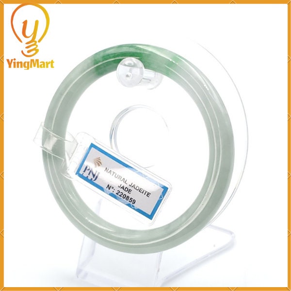 YingCollection 59mm PNJ220859 Certified Natural Color Green With Black Brown Spot Jadeite Jade Bangle Bracelet, Real Gemstone, Jewelry