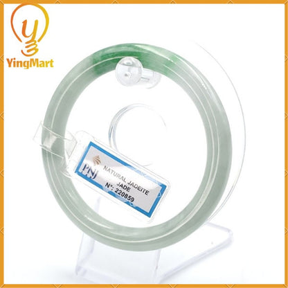 YingCollection 59mm PNJ220859 Certified Natural Color Green With Black Brown Spot Jadeite Jade Bangle Bracelet, Real Gemstone, Jewelry