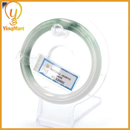 YingCollection 55mm PNJ220882 Certified Natural Color Green With Black Brown Spot Jadeite Jade Bangle Bracelet, Real Gemstone, Jewelry