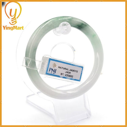 YingCollection 55mm PNJ220882 Certified Natural Color Green With Black Brown Spot Jadeite Jade Bangle Bracelet, Real Gemstone, Jewelry