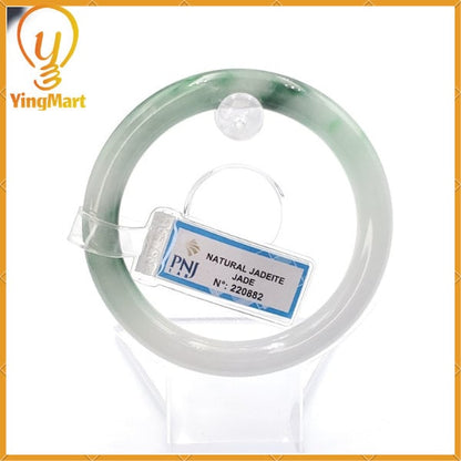 YingCollection 55mm PNJ220882 Certified Natural Color Green With Black Brown Spot Jadeite Jade Bangle Bracelet, Real Gemstone, Jewelry