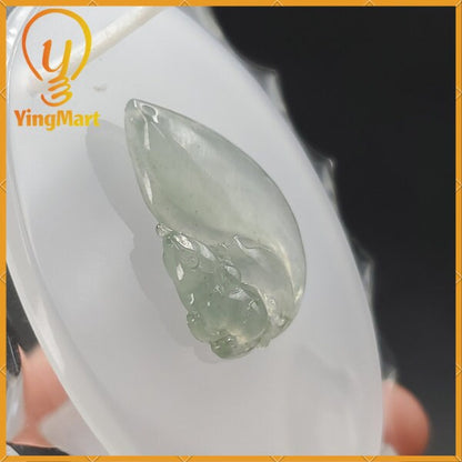 Yingmart Translucent Icy White Chipmunk Burmese Myanmar Genuine Jadeite Jade Grade A Hand Craving  Pedant