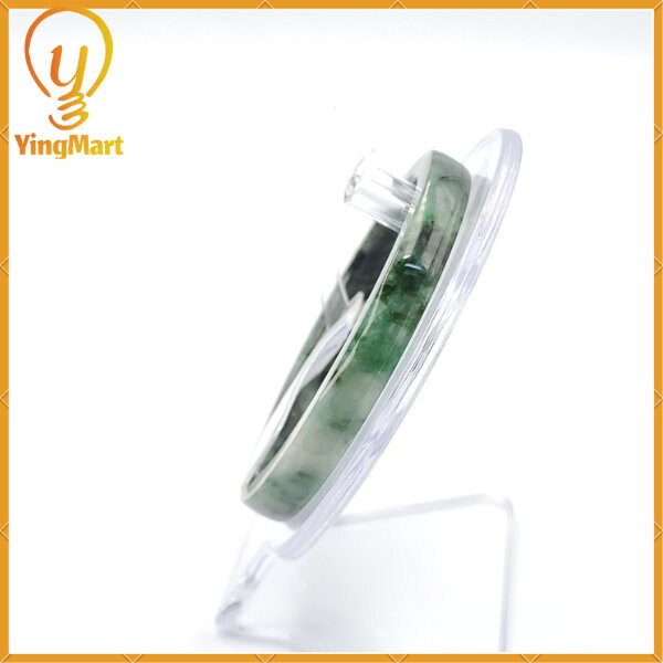 YingCollection 56mm PNJ220803 Certified Natural Color Green With Black Brown Spot Jadeite Jade Bangle Bracelet, Real Gemstone, Jewelry