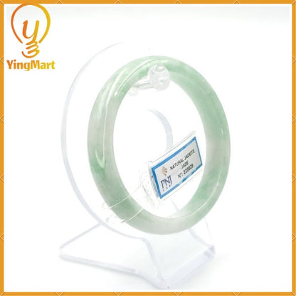 YingCollection 58mm PNJ220829 Certified Natural Color Green With Black Brown Spot Jadeite Jade Bangle Bracelet, Real Gemstone, Jewelry